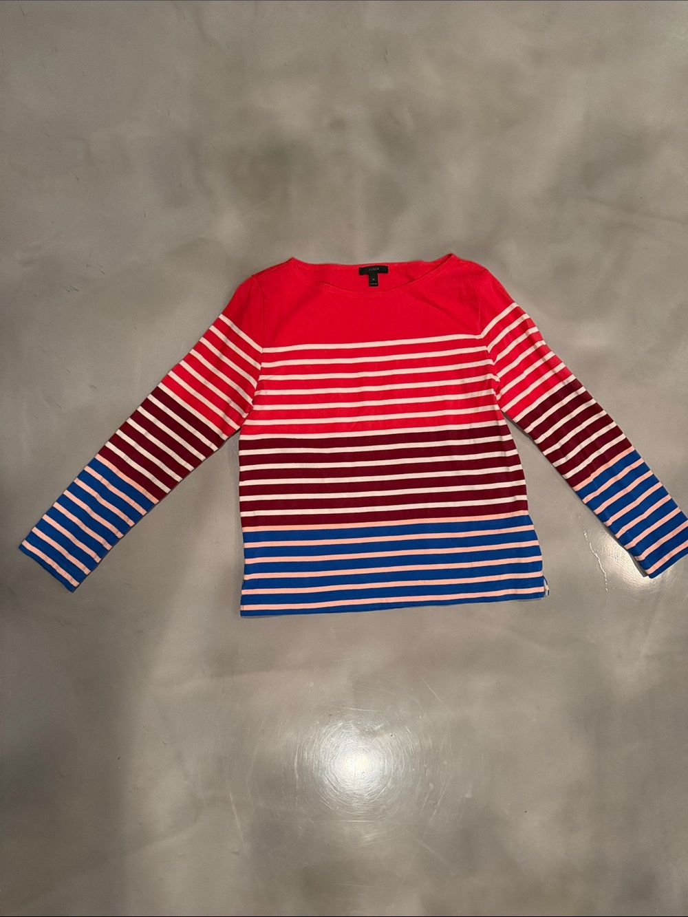 J. Crew Women's Red, Blue & White Striped Long-Sleeve Top